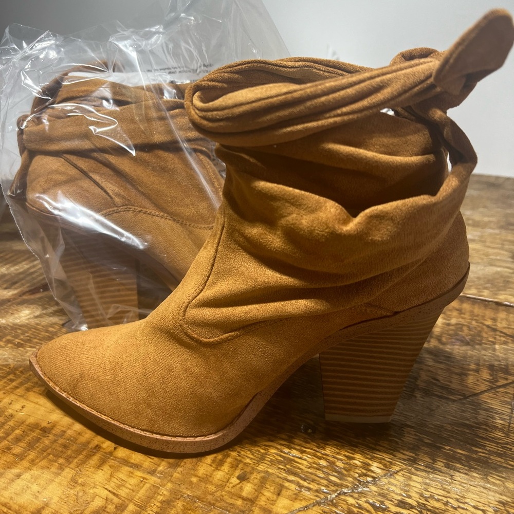 Unleash Your Sassy Side: Carmel-Colored Mattie Tie Heeled Booties